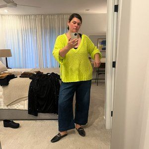 Anthropologie Pilcro Relaxed Lime V Neck Sweater XL